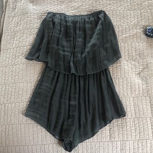Olive green strapless romper